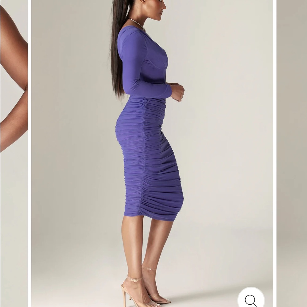 Elegant Purple One-Shoulder Midi Dress - Picture 3 of 10